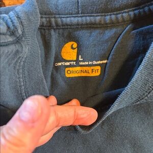 Carhartt Dark Gray Crewneck Tee with Yellow Logo Print